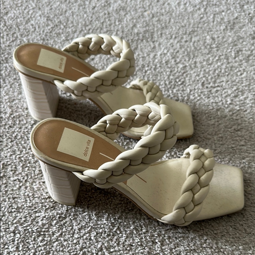 Dolce Vita Women's Cream Braided Heeled Sandals
